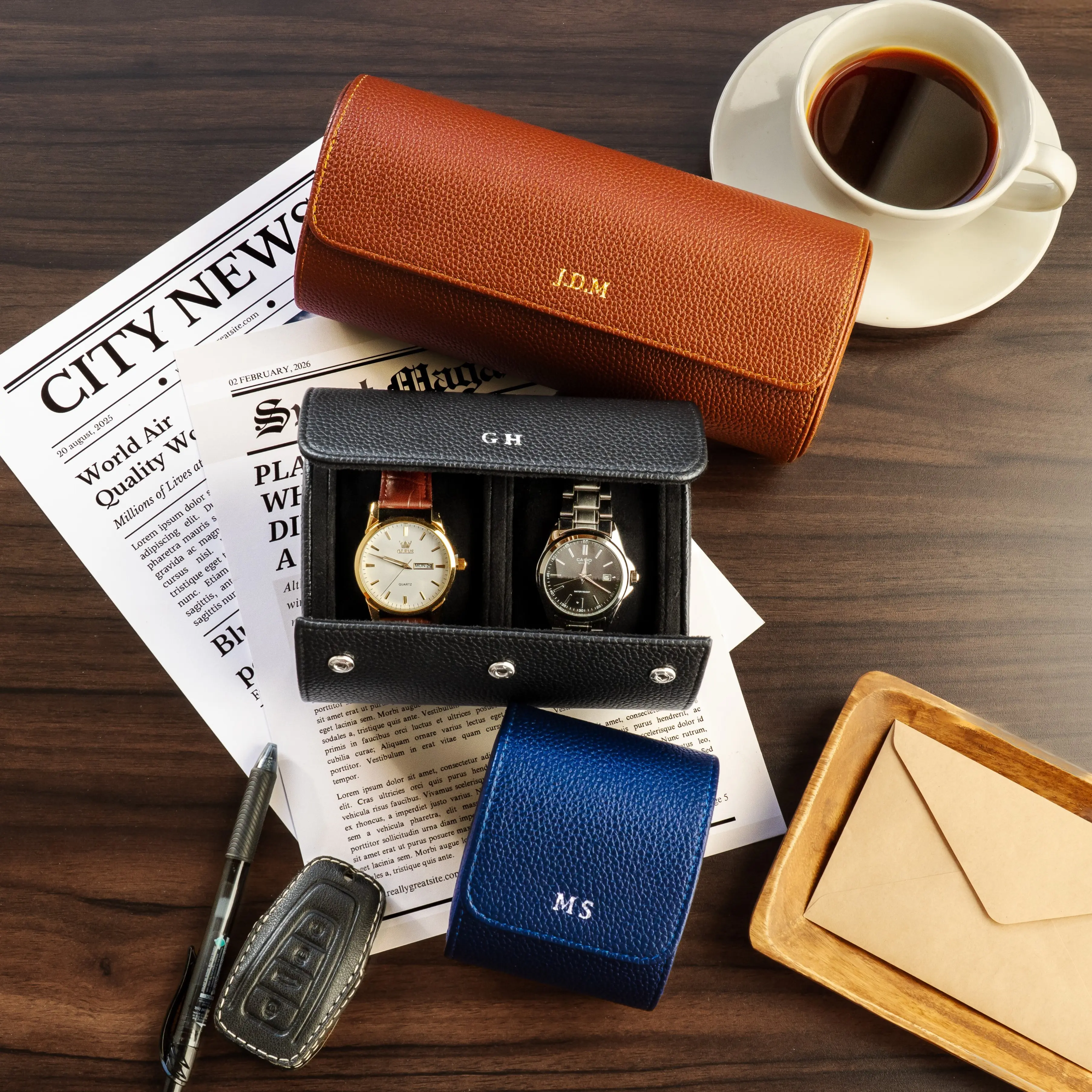 Personalized Watch Case, Leather Watch Box, The Perfect Gift for Him, Customize Your Watch Holder with Initials or Name