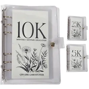 12-Month Money Saving Challenge Binder with Cash Envelopes - Home Organizer Storage Binder for Saving 2.5K/5K/10K Dollars (10k), Easy Savings Tool, Home Supplies