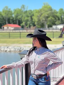 CAMISA PARA MUJERES CINCH BLANCO ROMBOS CAFES MSW9201029