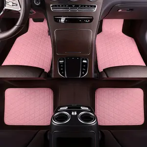 4 Piece Car Floor Mats PU Leather, Durable Universal Fit, Suitable for Men and Women, Fashion Simple Design, Easy to Clean, Car Interior Accessories Girls, Car Foot Mats, Car Mat Set, Automotive Mats, Car Accessory