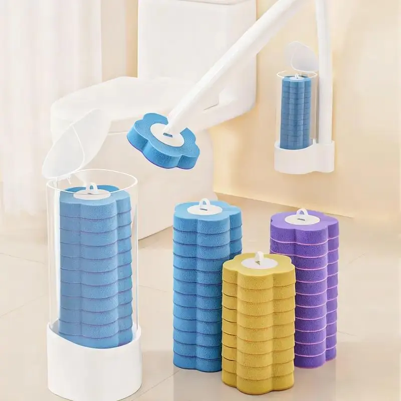 Disposable Toilet Brush Kit with Replaceable Cleaning Heads Long Handle Toilet Bowl Cleaner Hygienic Disposable Toilet Brush Set for Bathroom Deep Cleaning Bathroom Cleaning Brush Home Cleaning Supplies