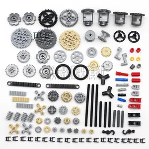 Technology small particle building block components 9686 accessories, bulk gears, wheel axles, pins, small tracks, mixed components