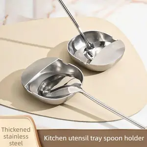 2PCS Stainless steel ladle holder, spatula stand, anti-scalding storage, kitchen spoon, stain-proof and mildew-proof tray