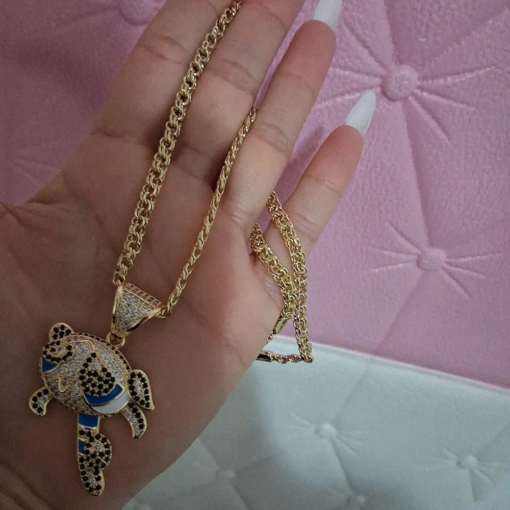Rolo Chain style 17 inches long with blu  catoon pendant