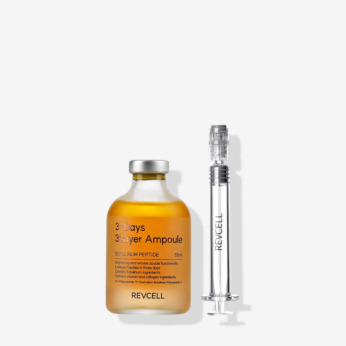 REVCELL 3-Days 3 Layer Ampoule 55ml, Triple-Layer Brightening & Firming Peptide Serum with Hyaluronic Acid, Collagen Water & Niacinamide, Korean Skincare for Dark Spots & Wrinkles