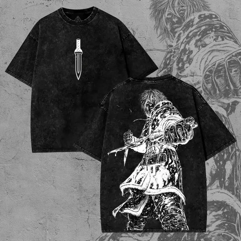 Vinland Saga | Anime Street Tee | Oversized Graphic T-Shirt | Vintage Wash | Manga Viking Saga Shirt Tshirt