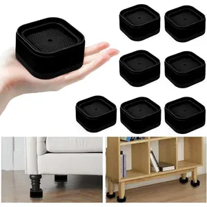8 Pack Furniture Risers, Adjustable Bed Risers Heavy Duty Stackable Bed Raisers for Table Desk Couch Chair Sofa Cabinet Bed  Lift Height 1" (8, Black-2)