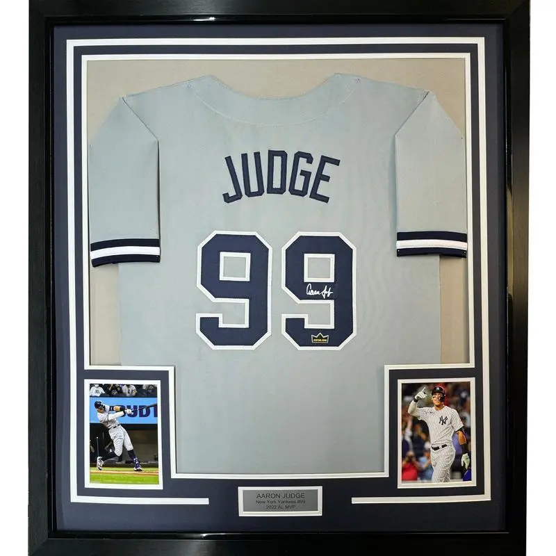 No Framed Facsimile Autographed Aaron Judge  New York Grey Reprint Laser Auto Baseball Jersey