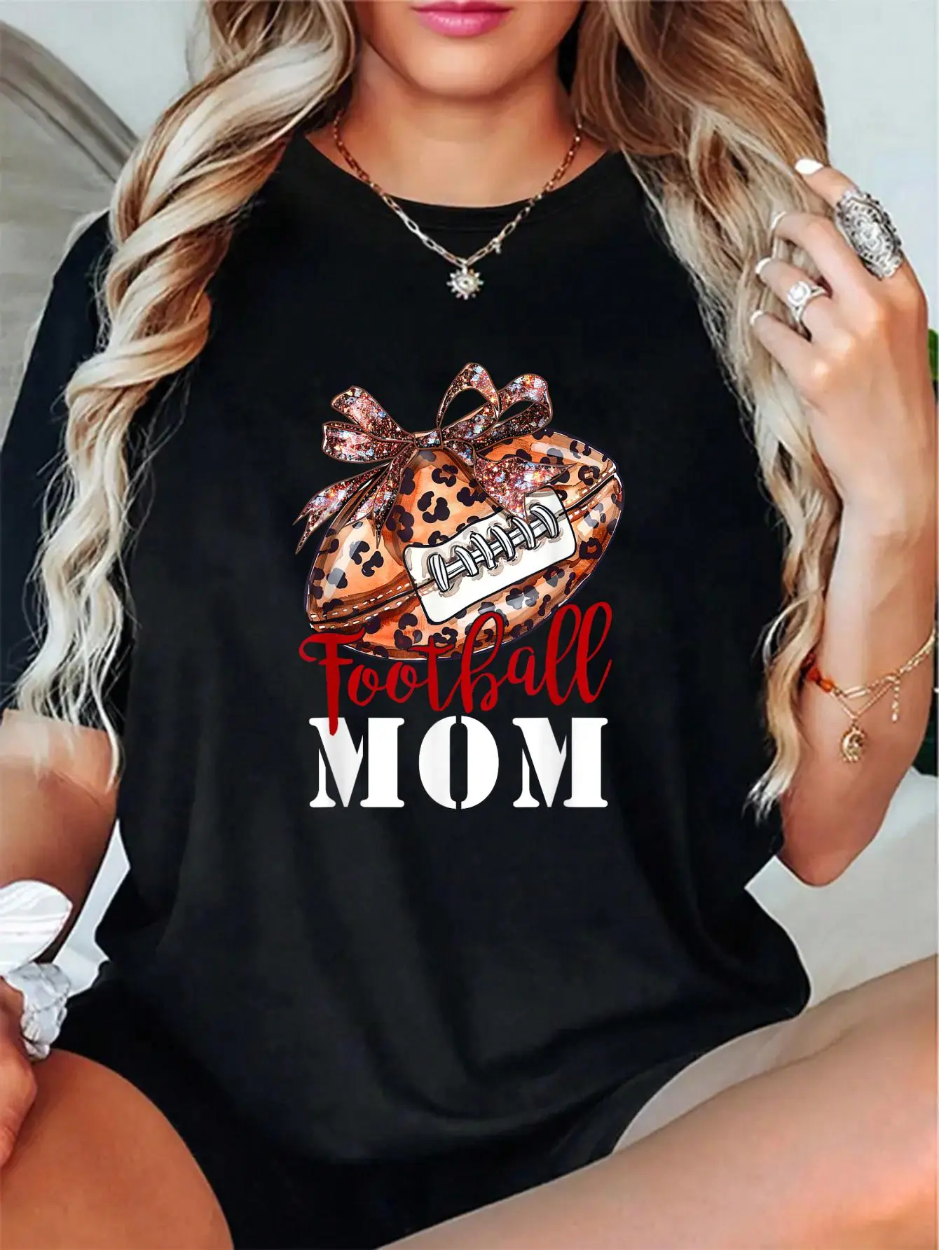 Unisex 100% Cotton Trendy Adult Football Jersey - Leopard Cheetah Pattern Ribbon Awareness - Cozy & Stylish, Suitable for Working from Home or Weekend Wear