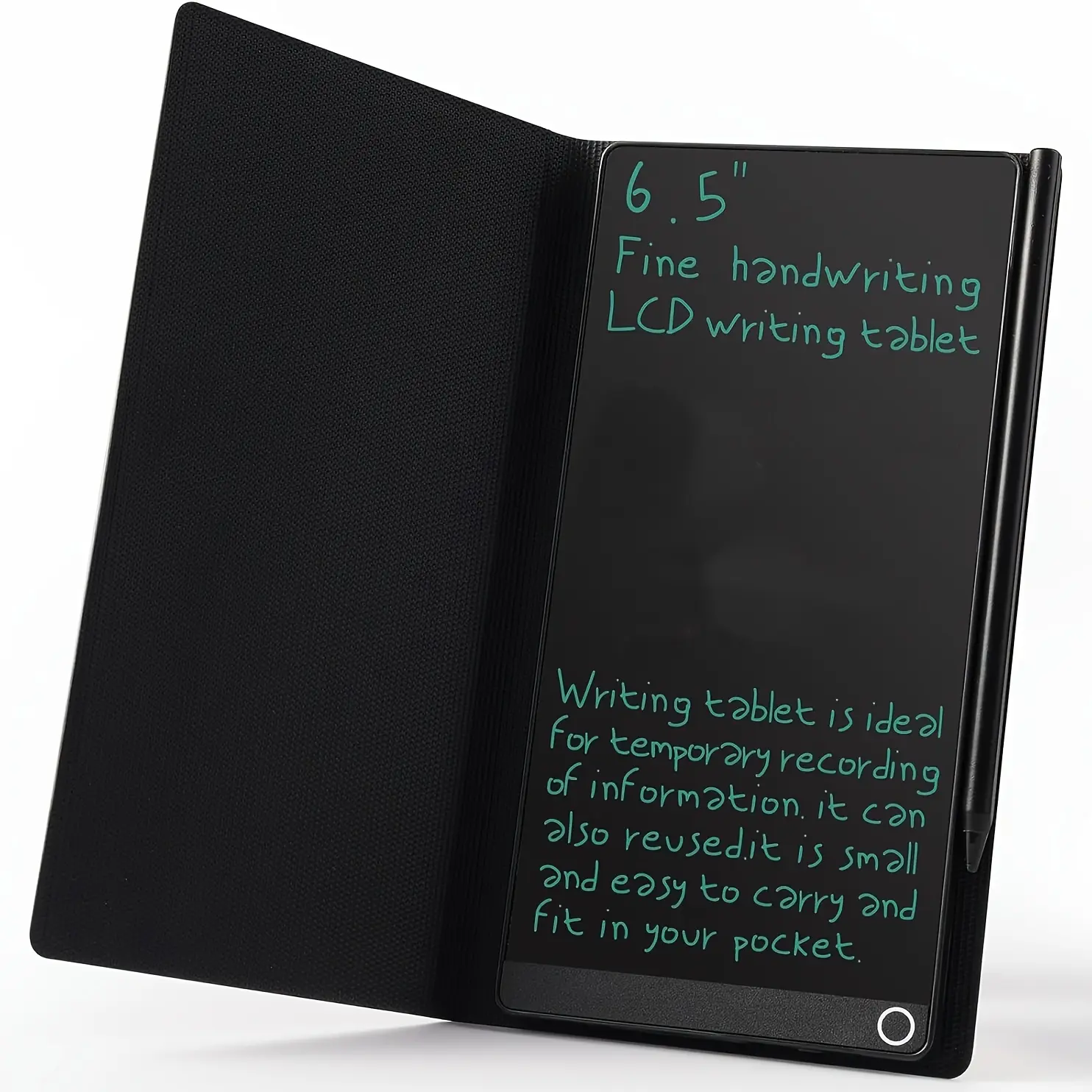 Upgrade 6.5 Inch LCD Writing Tablet Full Screen Digital Notepad Reusable Drawing Board with Leather Case Hall Switch Portable Electronic Notebook for Adults Kids Students