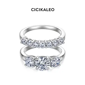 CICIKALEO Moissanite Rings for Women 1CT Trilogy Wedding Set D VVS1 3 Stones Stackable Band 18K Gold Plated Lab-Created Hypoallergenic Engagement Promise Anniversary Gift Fine Formerly CICI GEMS R2 #Summervibes