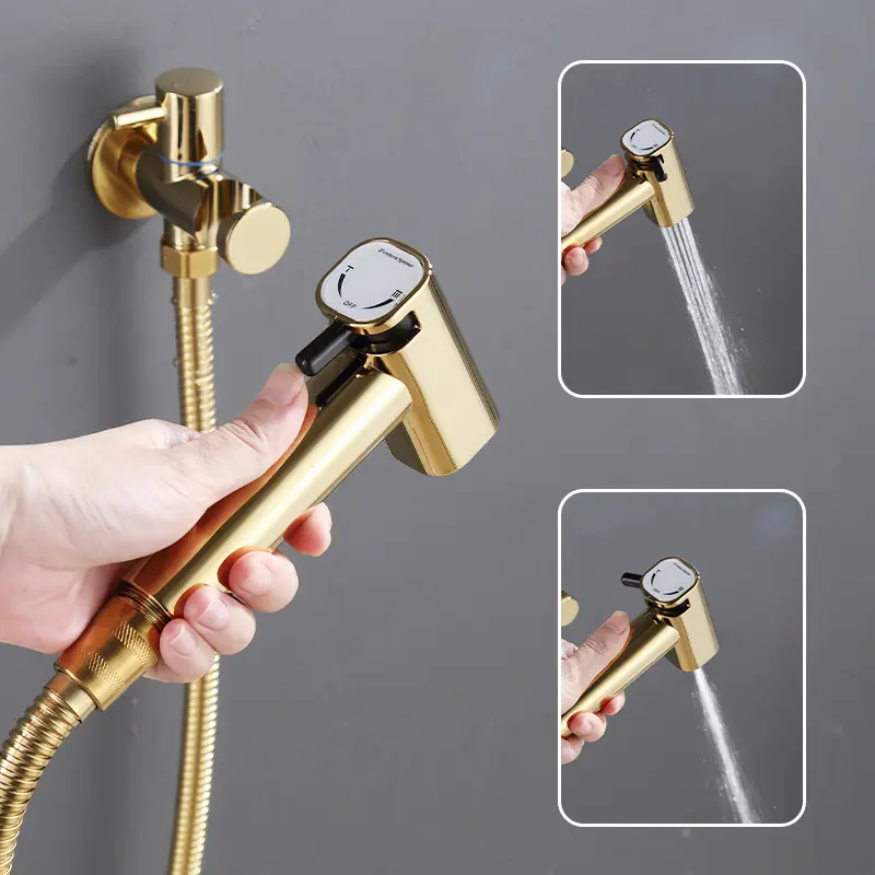 Handheld Sink Spray Set Copper Valve Core Self-Cleaning Shower Head Modern Bathroom Personal Hygiene Metal Material Elastic Tube Handheld Bidet Sprayer For Toilet Handheld Toilet Bidet