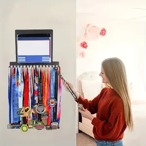 Metal Wall-Mounted Iron Medal Hook Display Stand, Metal Frame Organizer, Square Rack with Number Plate Holder, Wall Decor, Award Hanger, Home Decoration, Rustproof Wall Mountable