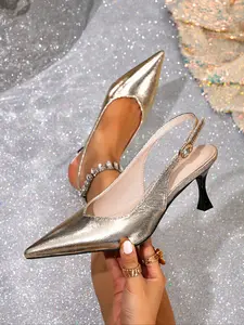 Stylish Pointed Toe High Heels, Elegant Sandals, Unique Texture Design, Buckle Fastening, Perfect for Parties & Evening Events