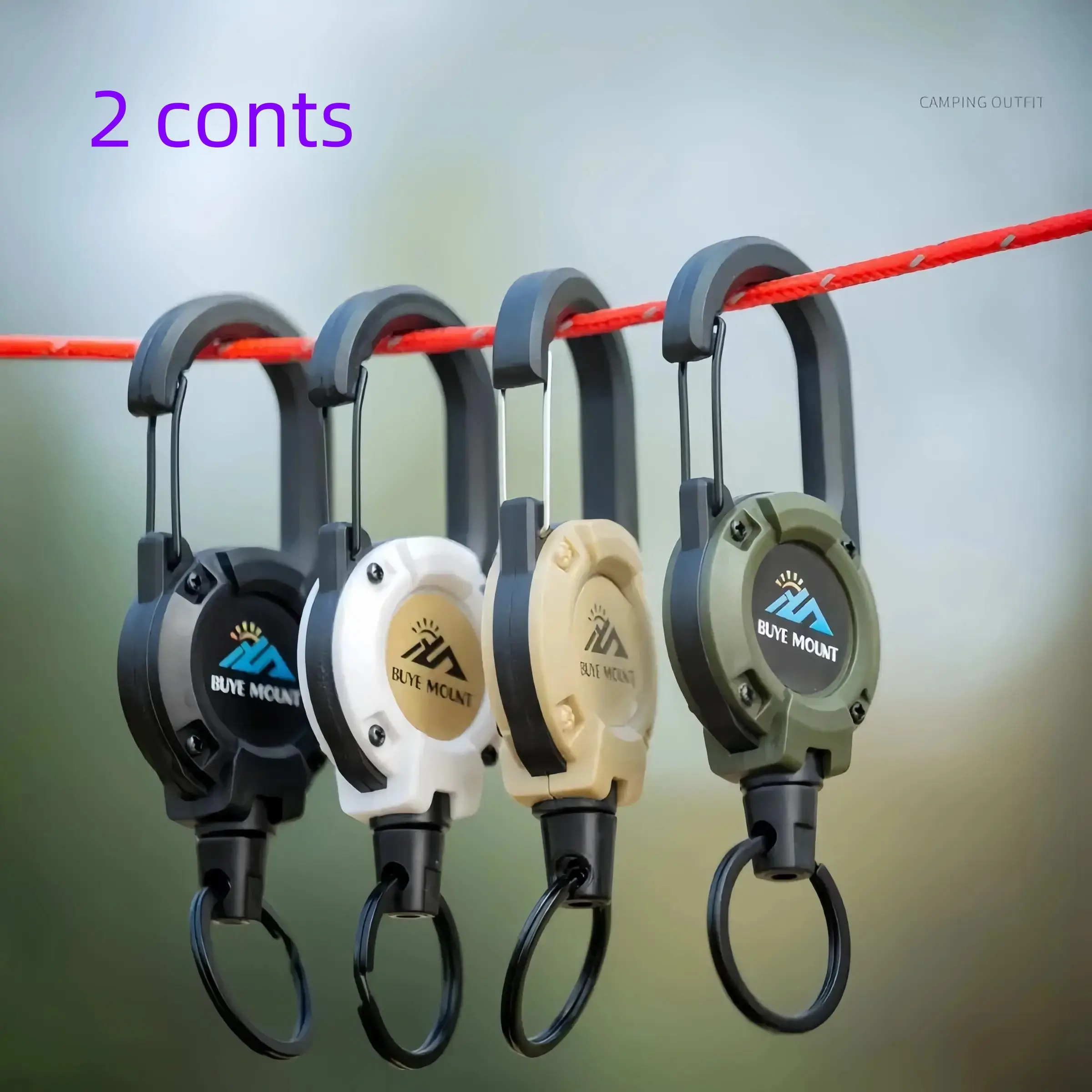 Outdoor Camping Tactical Gear Easy Pull Buckle, 2 Counts Random Color Retractable Buckle, Multifunctional Keychain, Camping Road Asia Retractable Anti-lost Rope, Hook Carabiner