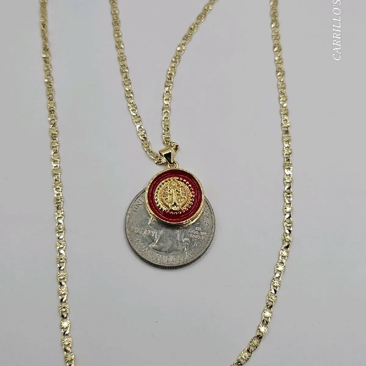 saint Benedict necklace gold-plated 18"inches 24"inches