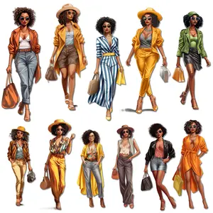 Fashion Girl Pattern Clip Art, 96pcs/12 Sheets Cartoon Self-adhesive Book Reading Stickers, DIY Sticker Paper, Perfect for Journal Supplies, Scrapbooking Supplies, Scrapbook Materials