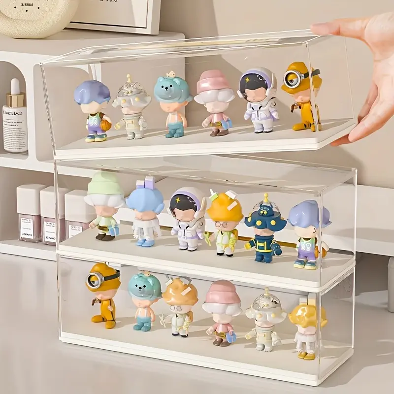 3pc figurine storage box, doll storage box, doll storage cabinet, doll acrylic display box, transparent storage box, suitable for mini toys, collection, assembly storage display series