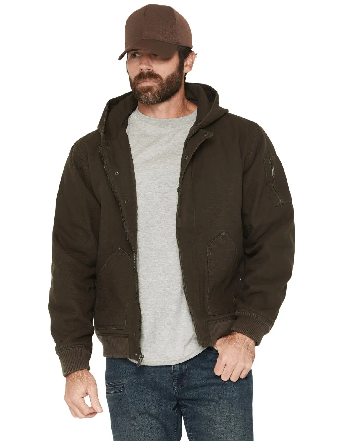 Thorogood Men's Men'S Legacy Stone Washed Hooded Bomber Jacket - Tg205572-Swmp