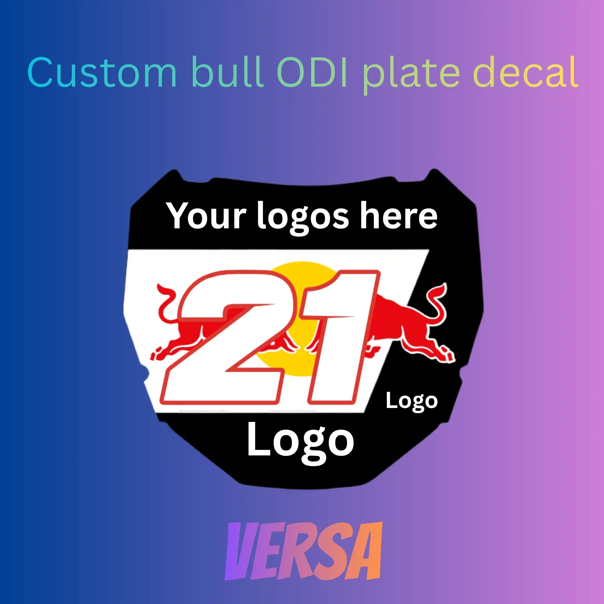 Custom ODI Number Plate Decal - bull-inspired design sticker