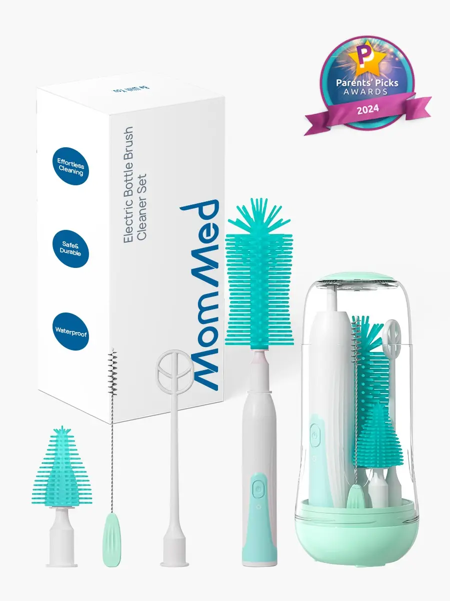 MomMed Electric Bottle Cleaning Brush, Baby Bottle Brush Cleaner Water Bottle Cleaning Brush, Nipple Brush Pacifier Cleaner Straw Cleaner Brush for Newborns,4 Packs Set