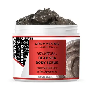 AROMASONG 100% Pure Dead Sea Body Scrub, Paraben-Free Seasalt Body Care Cleanser with Mud & Salt to Exfoliate, Restore Skin & Boost Smooth Texture, Ideal for Normal & Sensitive Skin, Thoughtful Gift, Seasalt Body Scrubs