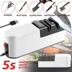 Electric Knife Sharpener USB 4-Stage Automatic Knife Sharpening Tool for Kitchen Knives, Fast Blade Repair & Polishing for Home & Professional Use, mothersdaygift#Summervibes