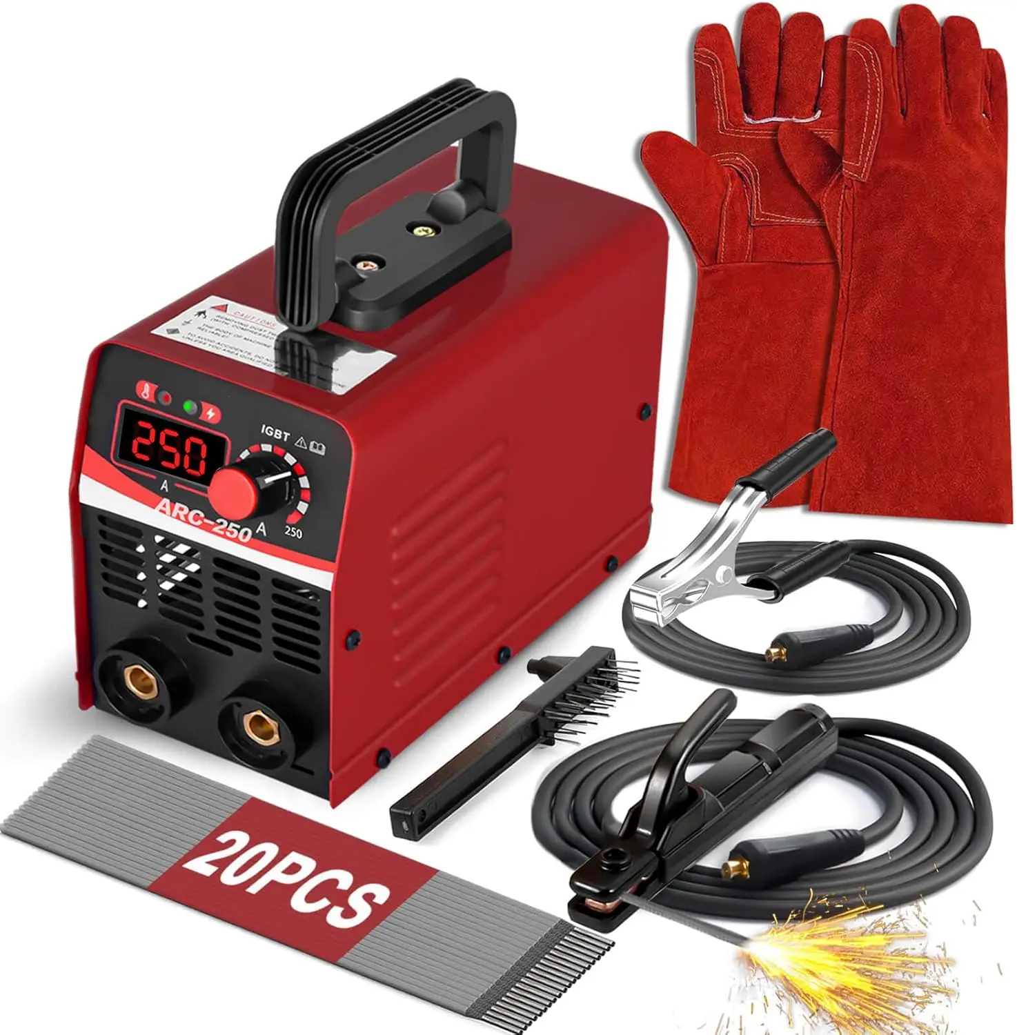 GNI Super MINI Portable Stick Welding Machine - IGBT Inverter 110V Operation, 250A, 20PCS Rods, 16in Gloves for Beginner Hobbyists Home Repairs