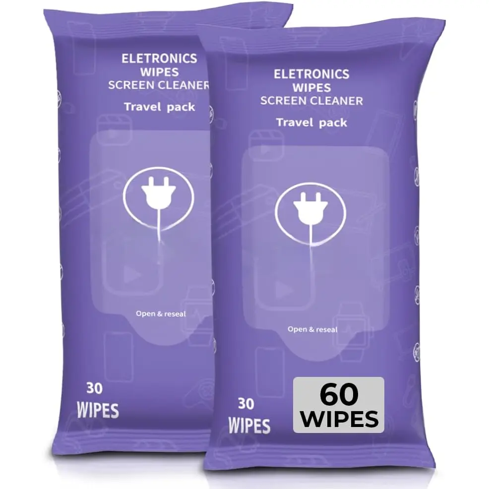 Screen Cleaner Wipes:  Wipes for Screens - Computer Screen Wipes for Lens, Phone, Tv Screen and  Cleaning - Tech Wipes & Microfiber Cloth (Soft Wipes, 60 Count)