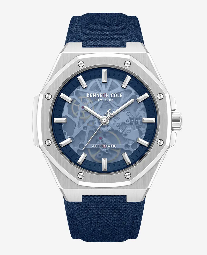 Skeleton Automatic Blue Dial Nylon Strap Watch Skeleton Automatic Blue Dial Nylon Strap Watch