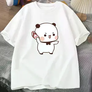 Men's Oversize Cotton T-Shirt, Casual Breathable Knit Short-Sleeve Round Neck, Funny Bubu Throwing Flip-Flops Cartoon Print Unisex Dudu Graphic Summer Top