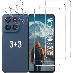[3+3 Pack] Moto G Stylus 5G 2025 Screen Protector + Camera Lens Protector, 9H Hardness, Anti Scratch, Easy Installation, Bubble Free, HD Tempered Glass for Motorola Moto G Stylus 2025