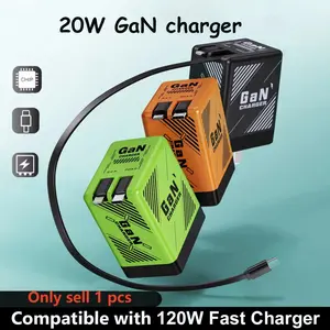 SIFOX 20W GAN Fast Charger - Type-C + Lightning Dual-Port Extendable Cable 80CM Length, Multifunctional Charging Cable, Supports PD3.0 Fast Charging Protocol, Suitable for Android/iOS Smartphones, Tablets, Game Consoles, Watches