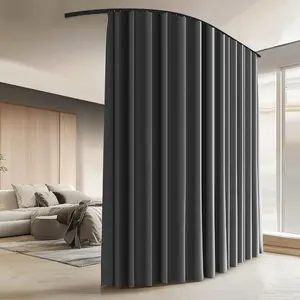 Room Divider Curtains with Ceiling Curtain Track Set Window Curtain for Bedroom,Living Room Total Blackout Thermal Insulated Privacy Ceiling Track Curtain W 6 × H 6 FT Grey drape&Black track