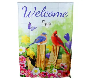 Northlight Welcome Birds on a Fence Garden Flag 28" x 40"