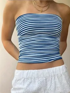 Daily Casual and Comfortable Strapless Striped Women's Strap Top, Casual Tank Top, Womenswear