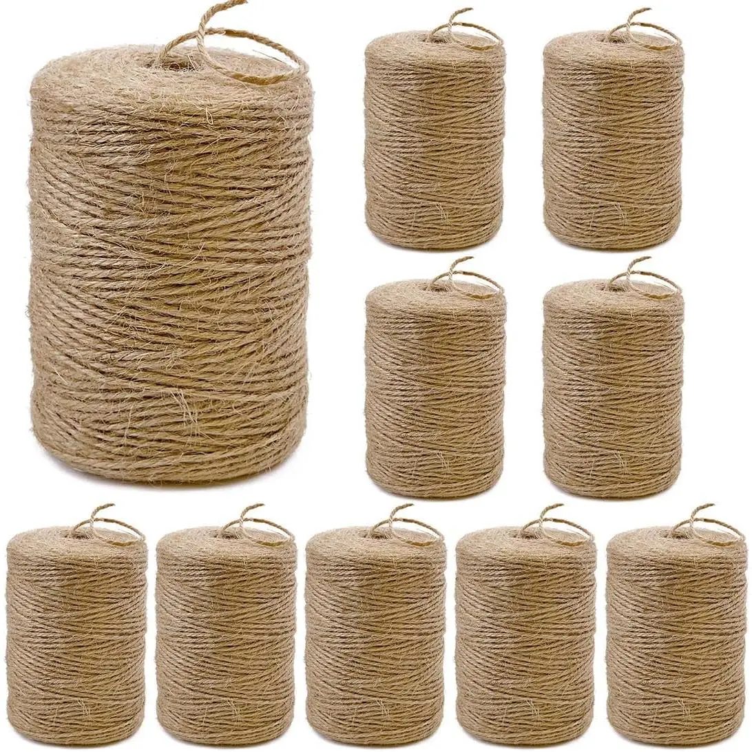 10Pack 2mm  Jute Twine String 8000  Long Twine String for Crafting Gardening  Wrapping Macrame DIY  Decor (Brown-800Feet/Roll)
