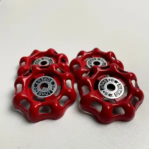 4pcs Red Iron Faucet Handles, Durable Metal Outdoor Valve Knobs, Handwheel for Globe & PPR PE Valves, No Assembly Required, Water Pipe Rod Handle Replacement