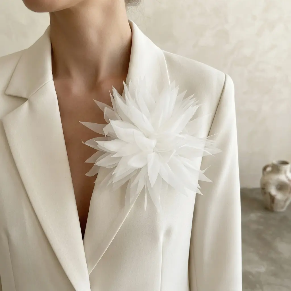 20 cm / 7.87 inches Elegant organza floral embroidery appliqué DIY brooch/flower collar decoration, multicolor handmade art large flower brooch accessory, versatile shoulder flower, luxury sewing decorative trim for clothing