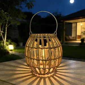 Solar Outdoor Lanterns, Hanging Rattan Lantern Handwoven Garden Lights Solar lamp Waterproof for Outside, Idea for Yard Gazebo Patio Pergola Pathway Front Porch Decor, 1 Pack