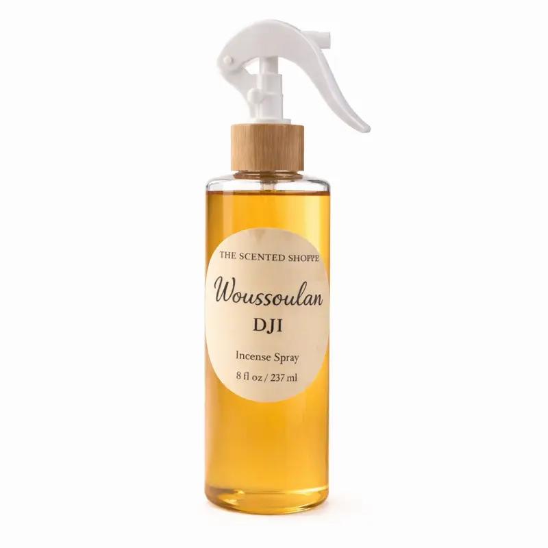 Woussoulan Dji Scented Aroma Blend Aromatizer - 8 oz Fragrance Oil Atomizer Bottle, Warm Undertones Room Spray with Aromatic Scents, Light Daily Aroma Smoke-Free Home Fragrance for Curtains & Linens, Room Sprays, Home Aromatherapy, Indoors