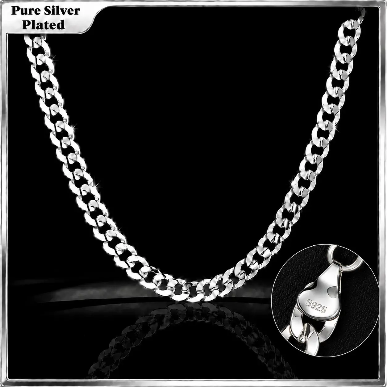 Holylegend S925 SILVER -Plated Concave Cuban Necklace Chain 24 Inches Long,Tarnish-Free, 8mm/10mmWidth, Secure Clasp, Gift， Fresh Gold Styles For Everyday Wear