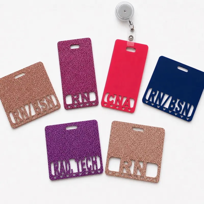 Custom Acrylic Badge Buddy | Personalized Name Badge Holder | Horizontal & Vertical | Fits Standard & Extended Size ID Badges | Nurse, CNA, RN, LPN, Medical Staff