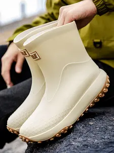 Men's Fashion Boots Spring Waterproof Rain Boots Comfortable Soft Mid-Calf Boots for Outdoor Adventure Hiking Fishing Garden Work Shoes, Footwear, Waterproof Ankle Boots