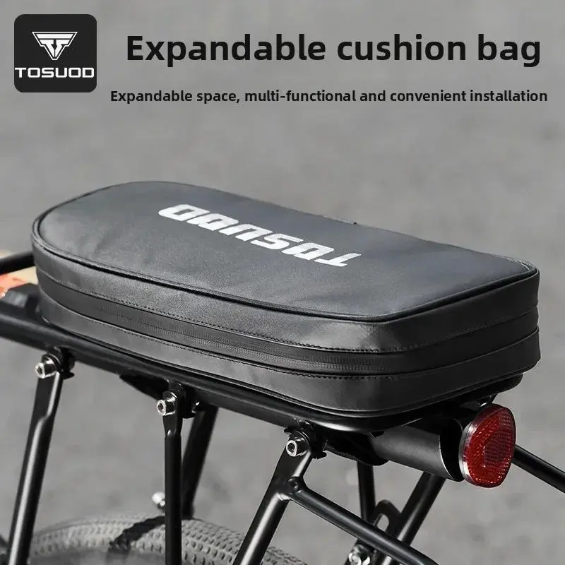 TOSUOD 2-in-1 Bike Trunk Bag with Expandable Side Panniers, Waterproof Hard Shell Bicycle Rear Rack Bag with Seat Cushion, Large Capacity Cargo Bag for E-Bike, Mountain, Road, Hybrid & Commuter Bikes