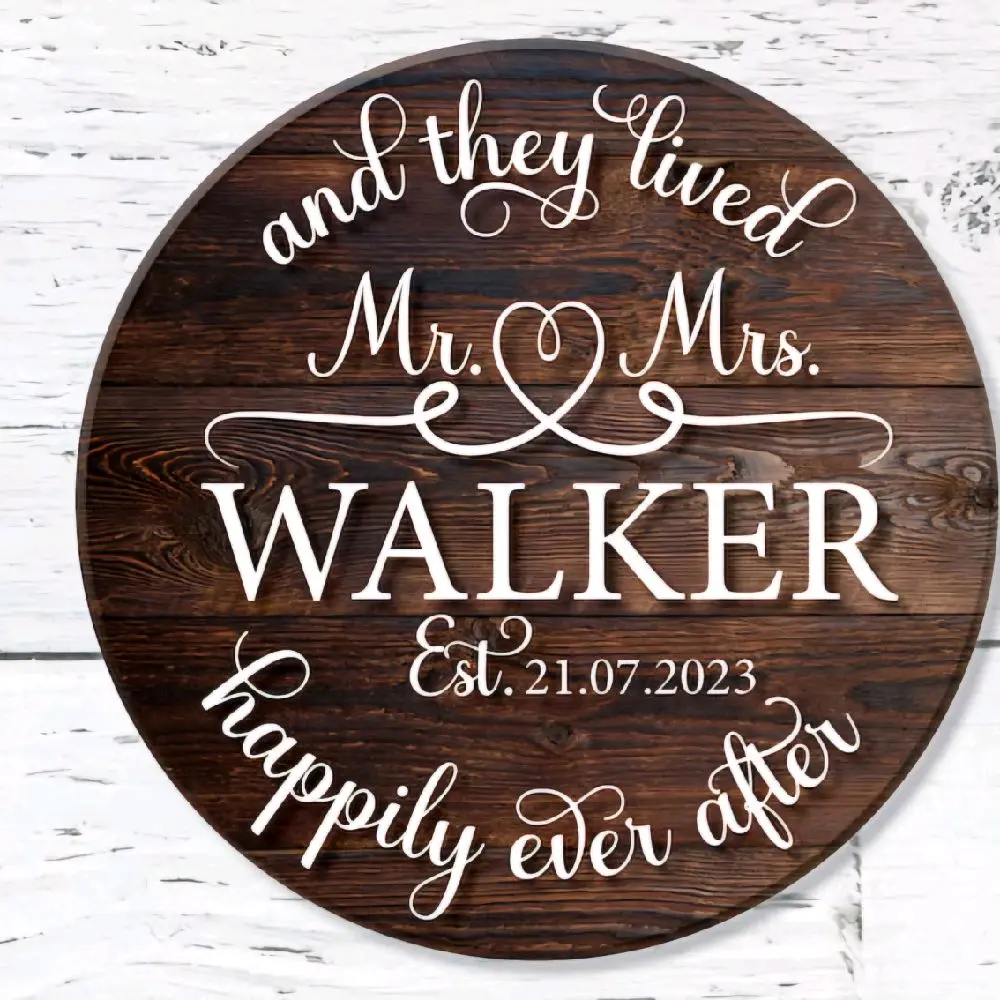 12 in Personalized Wedding Signs for Gifts - Custom Wooden Plaque with "Mr & Mrs" Design & Established Date Est