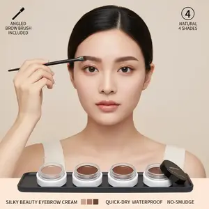 4-Pack Multi-Color Natural Eyebrow Dye Paste, Quick-Dry Waterproof with Brush, Long-Lasting No Smudge, Perfect for Beginners