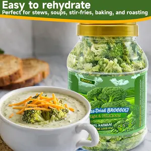 SEAYOFA Freeze Dried Broccoli Florets, 3.17oz Dehydrated Broccoli Vegetables, No Bitter Frozen Broccoli Florets for Snack, Soup, Pasta, Camping, Quickly & Emergency Food Supply, Vegan