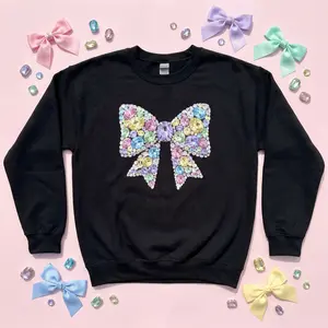 Pastel Gemstone Bow Sweatshirt