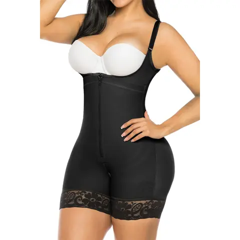 YIANNA Women's Colombian Cotton Spandex Shapewear Bodysuit - Front Zip Up, Tummy Control, Butt Lifter - Back to School Outfits,sohochic